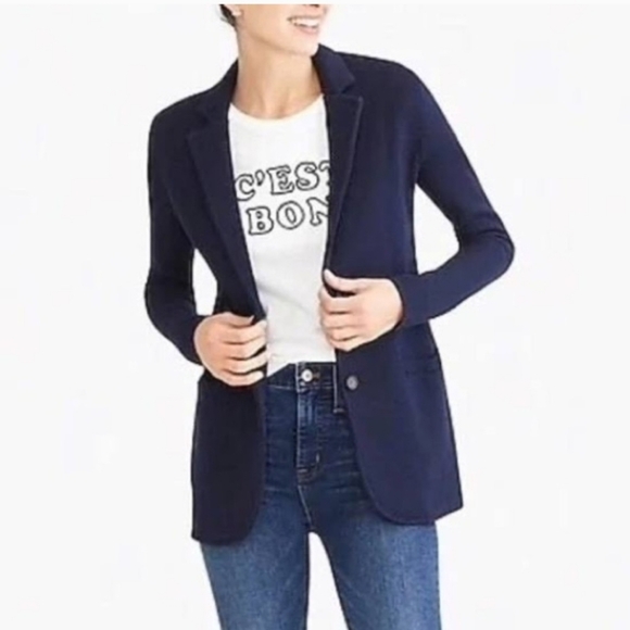 J.crew Merino Wool Sweater Blazer Size M - Picture 4 of 11